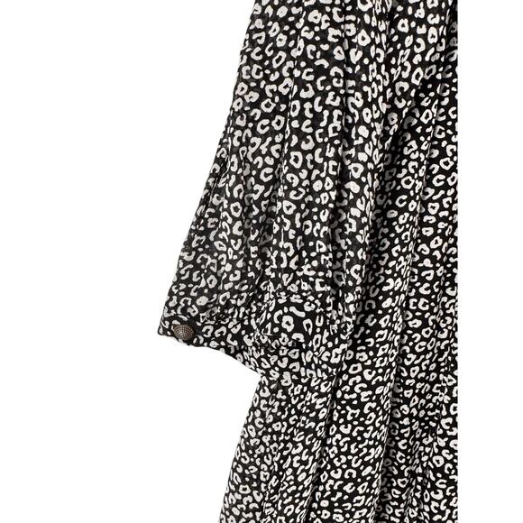 Maeve Anthropologie Black White Print Long Sleeve Boho Midi Dress XL lined - Picture 4 of 5